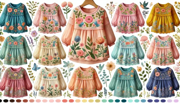 Product Description: Colorful Embroidered Tops for Baby Girls