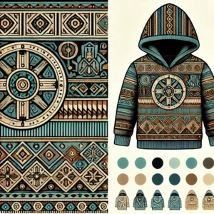 Ancient civilizations-inspired winter wear set for boys aged 1 to 18 years, featuring a warrior-style jacket and pants in dark brown and charcoal gray with gold embroidered patterns, lined with fleece for warmth