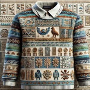 Ancient civilizations-inspired winter shirt for boys aged 1 to 18 years, featuring soft cotton blend fabric, fleece lining, and embroidered geometric and symbolic designs in earthy tones