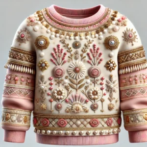 Ancient civilizations-inspired winter shirt for baby girls aged 1 to 18 years, featuring intricate embroidery with ancient patterns and embellishments, in soft gold, maroon, and olive green with fleece lining for warmth